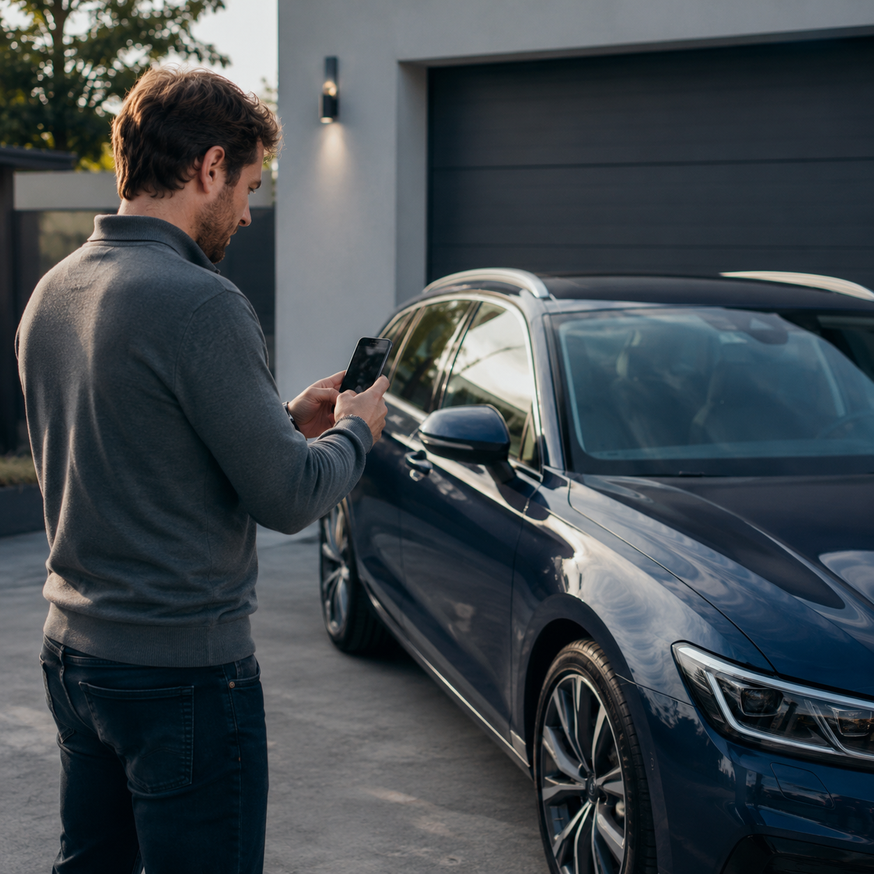 Kundin bereitet einen Trade-in-Check per Smartphone vor